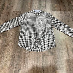 Tommy Hilfiger Long Sleeve Button Down Plaid Shirt Navy/White Classic Fit Size M